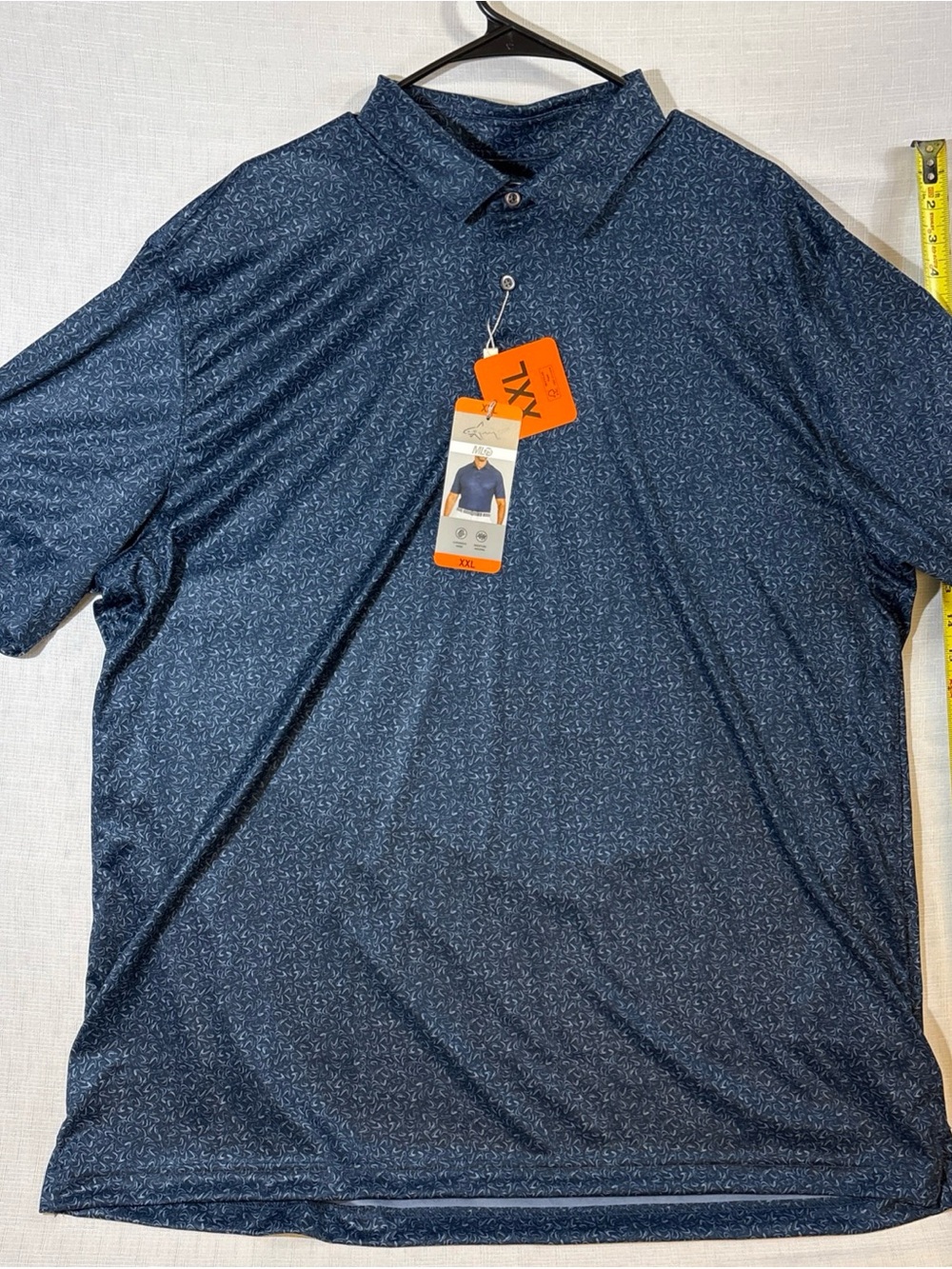 Men's Navy Micro-Print Performance Polo - XXL